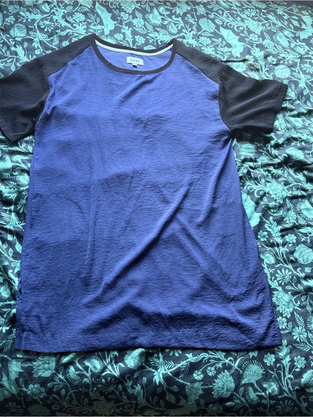 DKNY Navy and Black Colorblock Mini Dress
